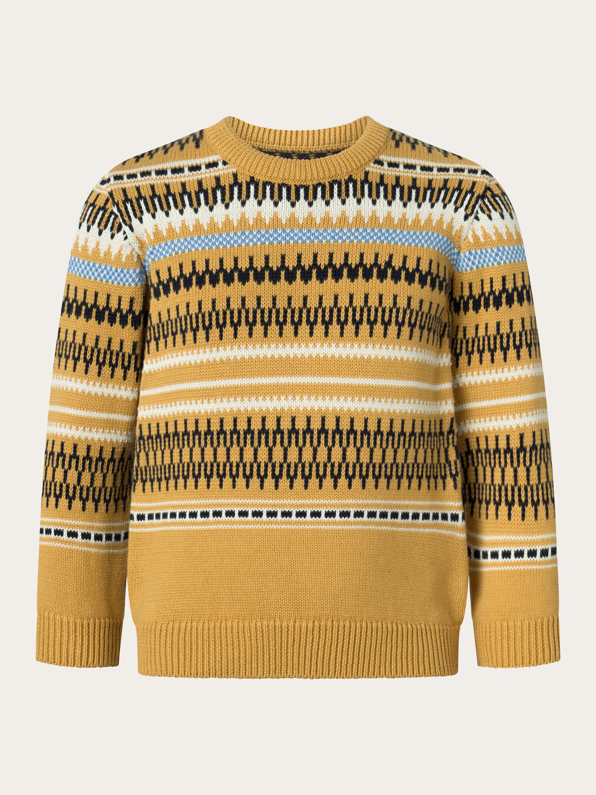 Buy Jacquard knit cotton crew knit - Yellow stripe - from 