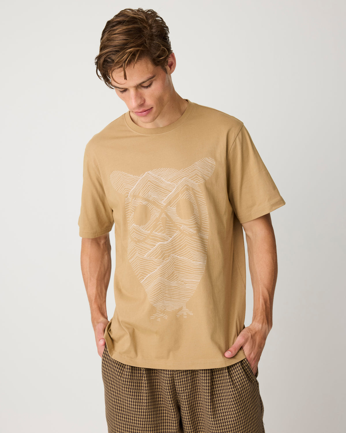 Front print t-shirt - Kelp melange