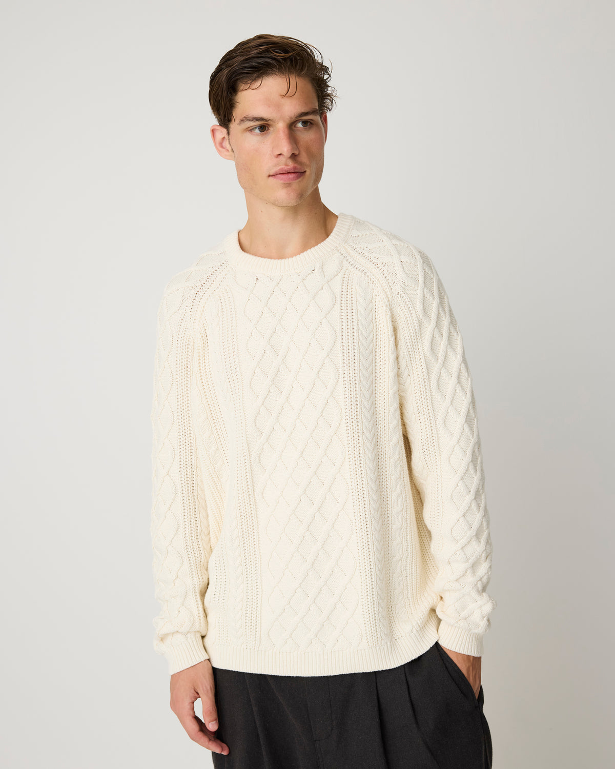Cable knit sweater - Egret