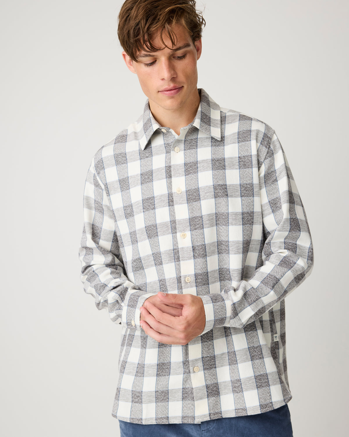 Loose check shirt - White check