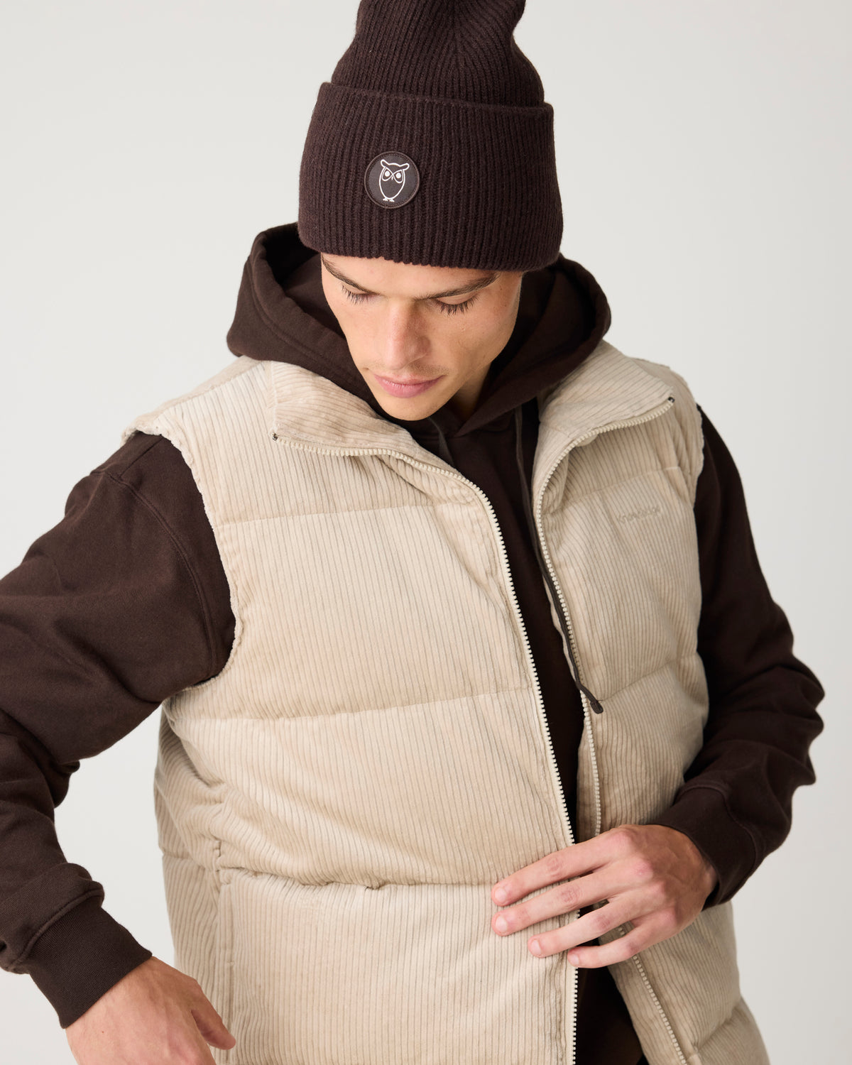 Corduroy puffer vest - Light feather gray