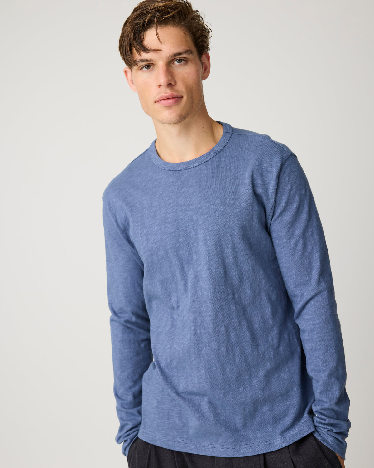 Slub long sleeve t-shirt - Vintage Indigo