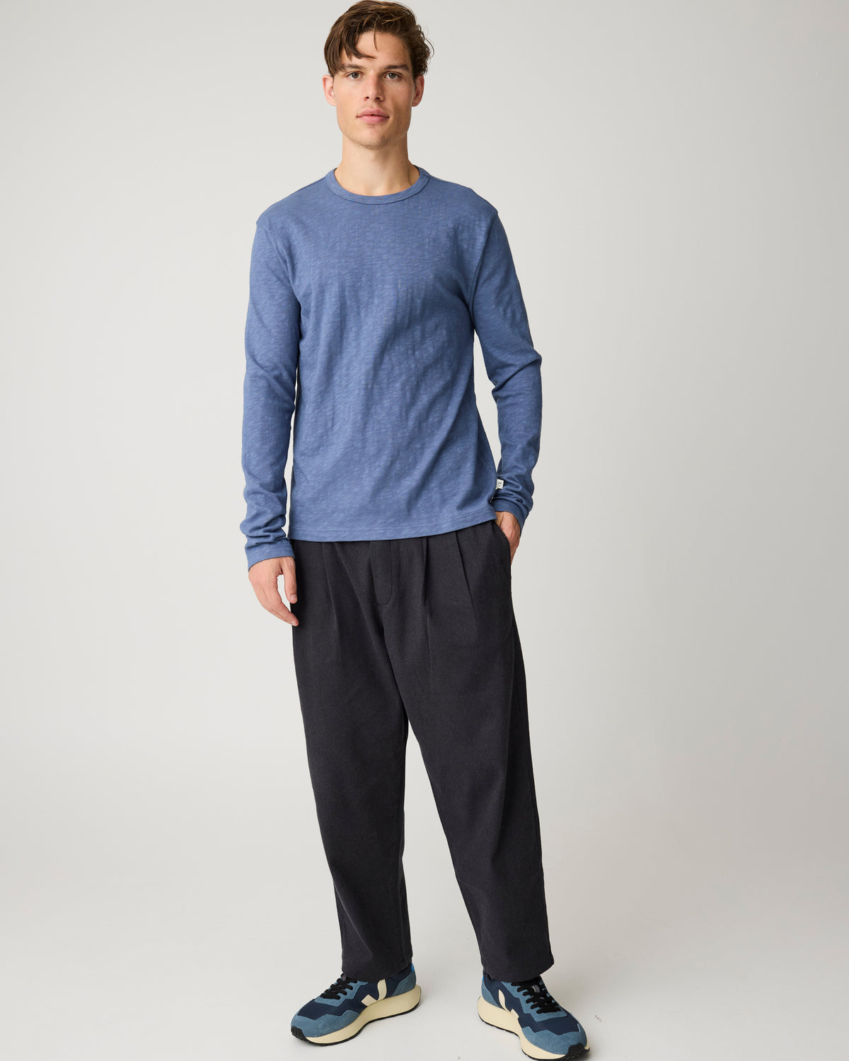 Slub long sleeve t-shirt - Vintage Indigo