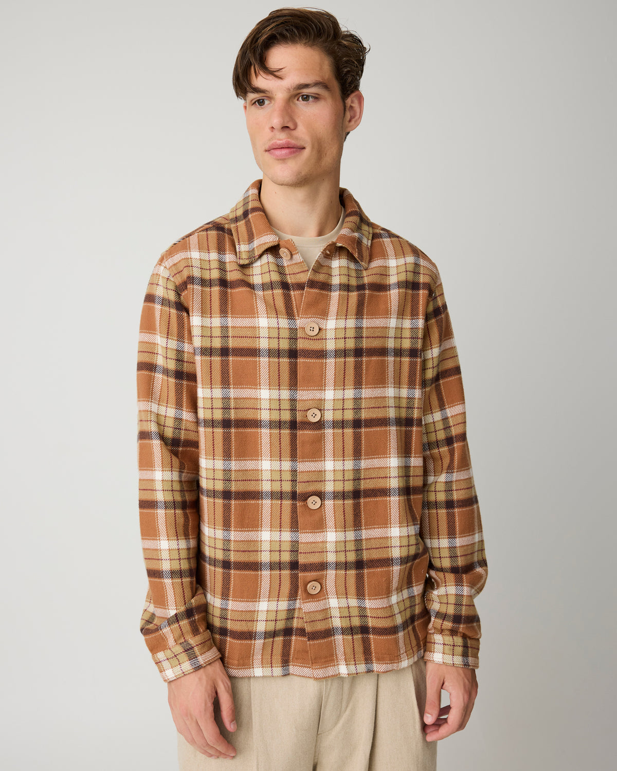 Flannel check overshirt - Beige check