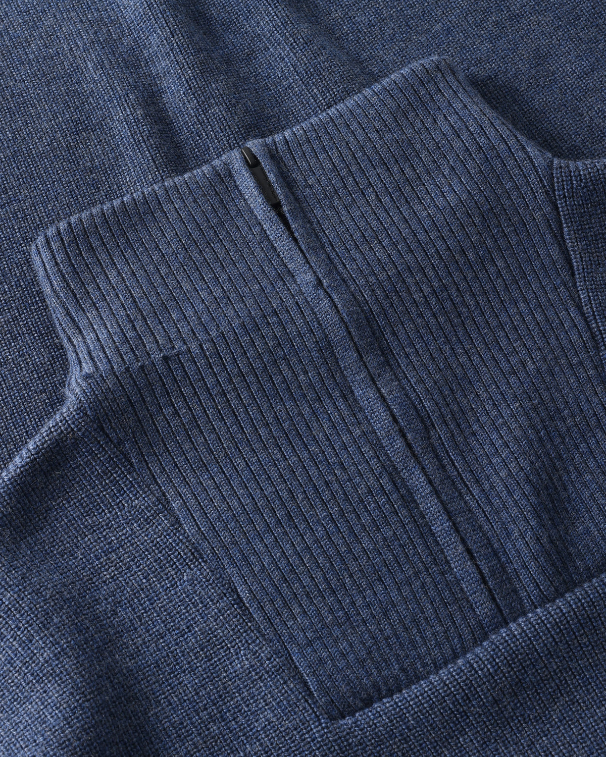 KnowledgeCotton Apparel - MEN 1/2 neck zip merino wool rib knit Knits 1226 Vintage Indigo