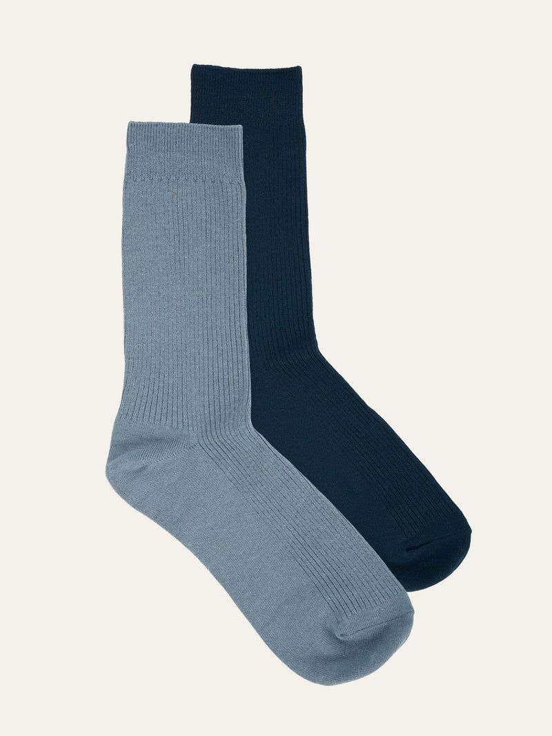 KnowledgeCotton Apparel - UNI 2-pack classic sock Socks 1361 China Blue