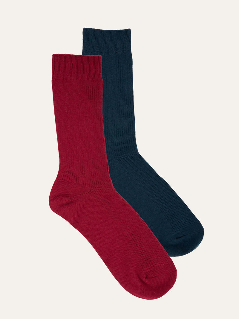 KnowledgeCotton Apparel - UNI 2-pack classic sock Socks 1364 Rhubarb