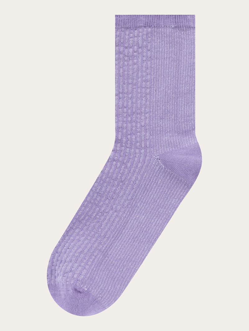 KnowledgeCotton Apparel - WMN 2-pack colorblock lurex rib socks Socks 1416 Deep Purple