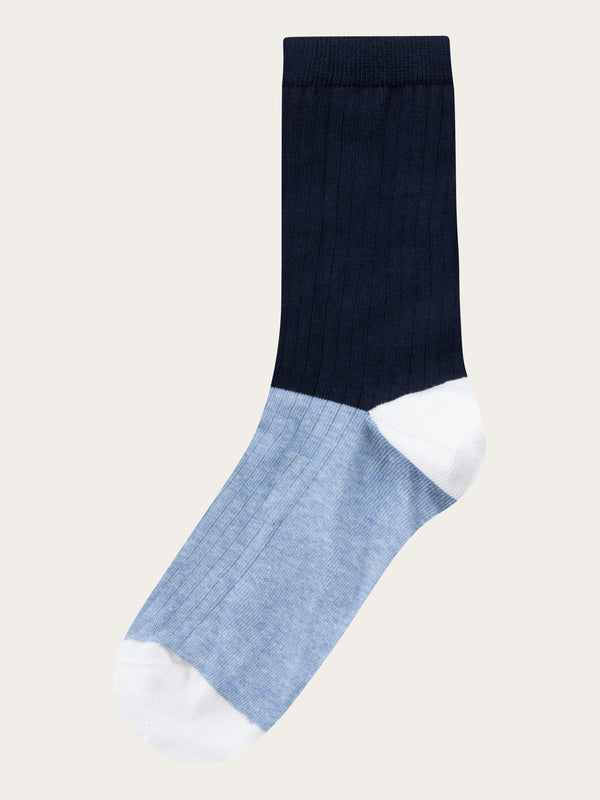 KnowledgeCotton Apparel - MEN 2-pack striped sock Socks 8021 Blue stripe