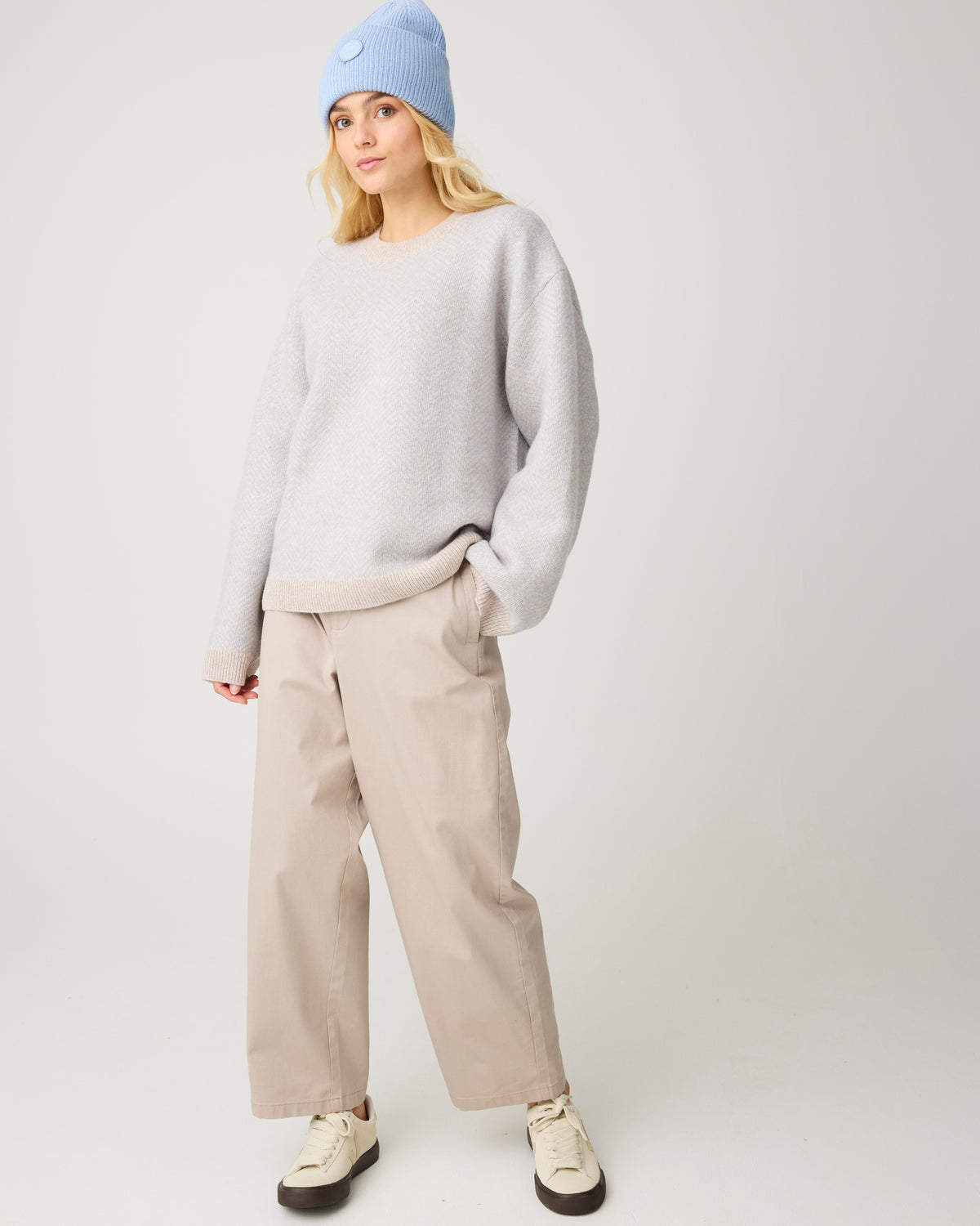 Bloom barrel pique pants - Light feather gray