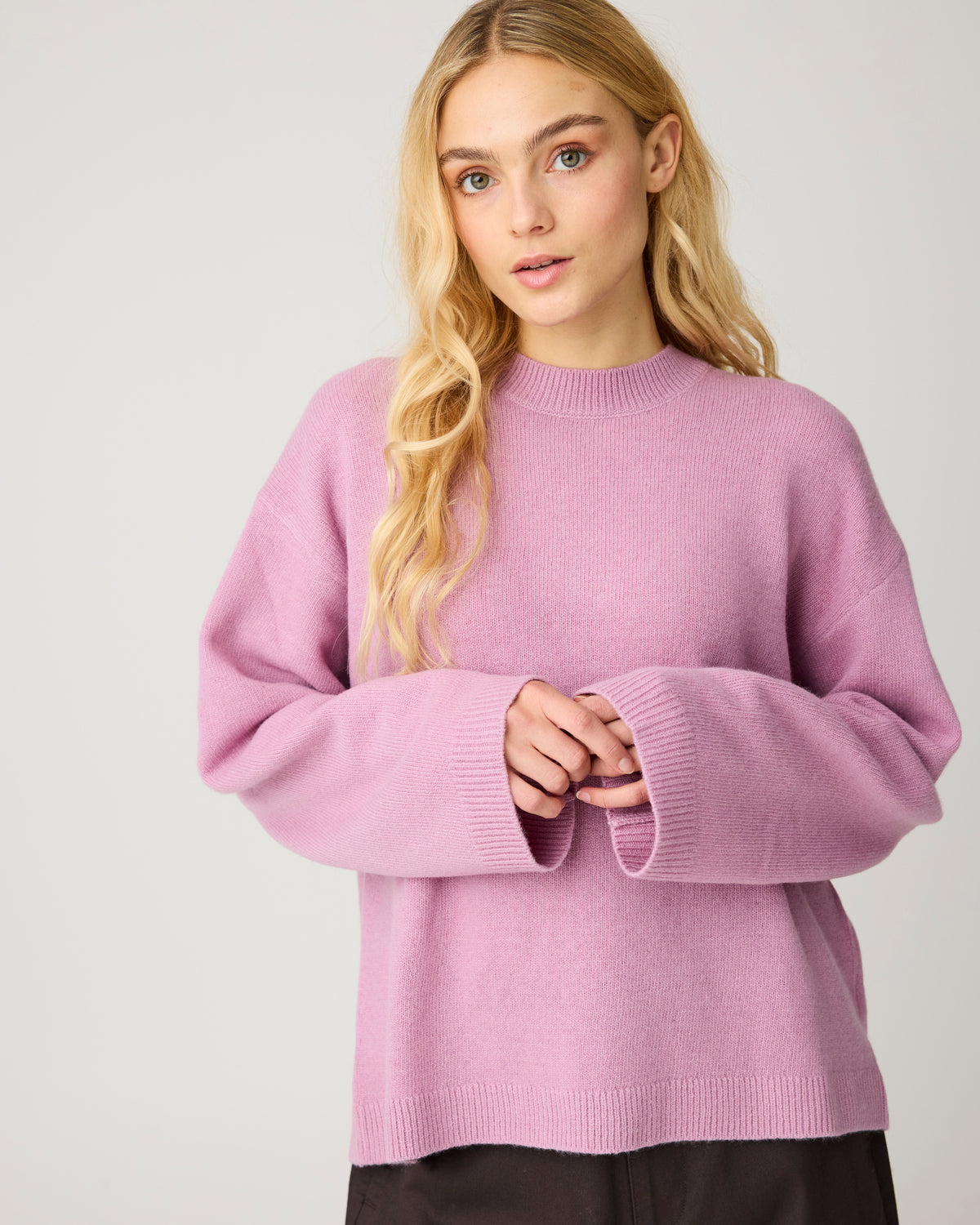 Lambswool crew neck sweater - Orchid Haze