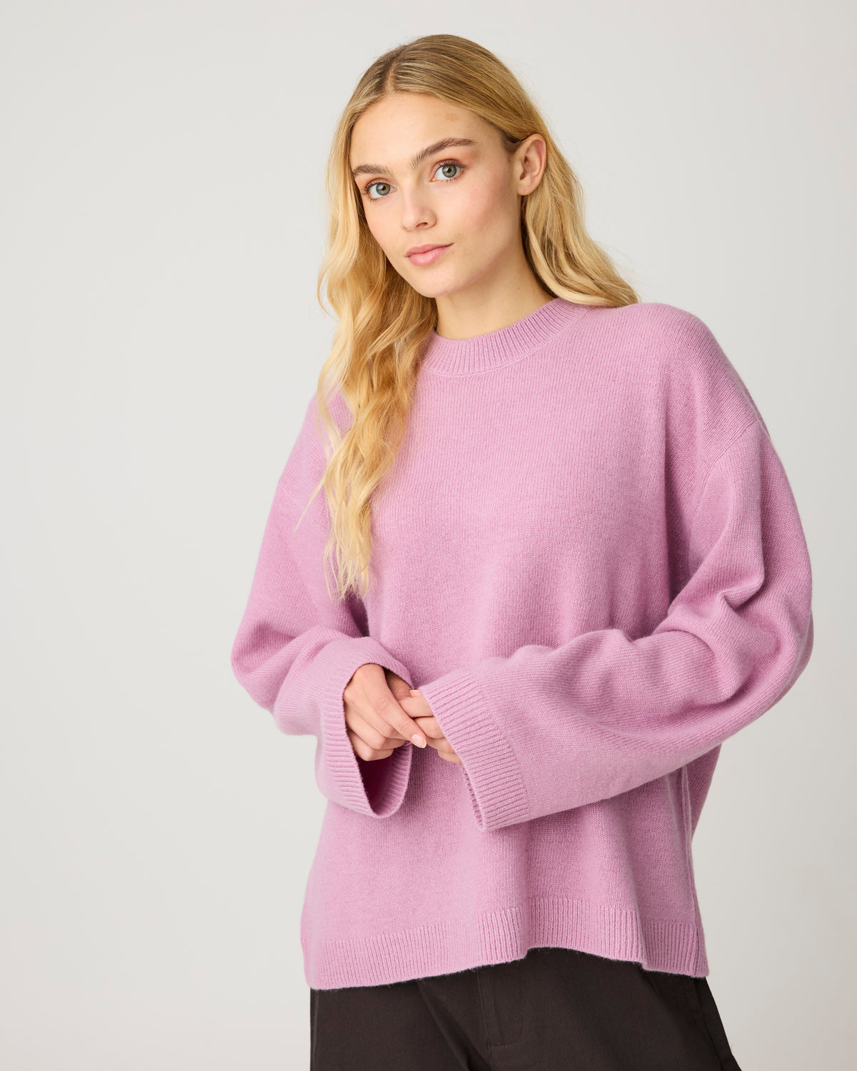 Lambswool crew neck sweater - Orchid Haze