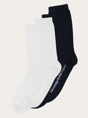 KnowledgeCotton Apparel - UNI 2 pack classic socks Socks 1010 Bright White
