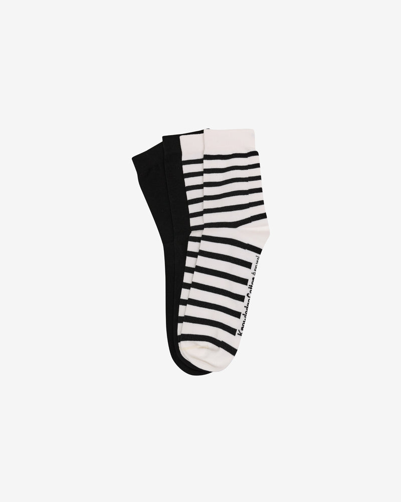 KnowledgeCotton Apparel - UNI 2 pack classic stripe socks Socks 1300 Black Jet