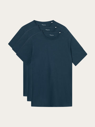 KnowledgeCotton Apparel - MEN 3-pack t-shirt T-shirts 1001 Total Eclipse
