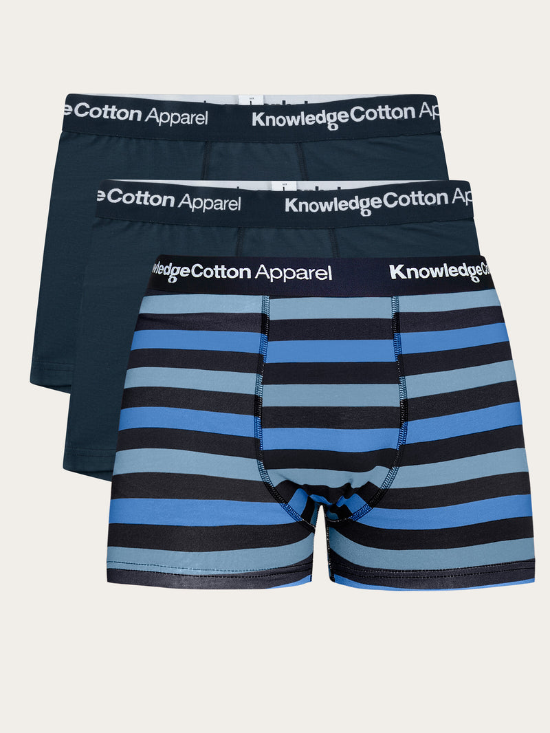 KnowledgeCotton Apparel - MEN 3-pack underwear - GOTS/Vegan Underwears 8021 Blue stripe