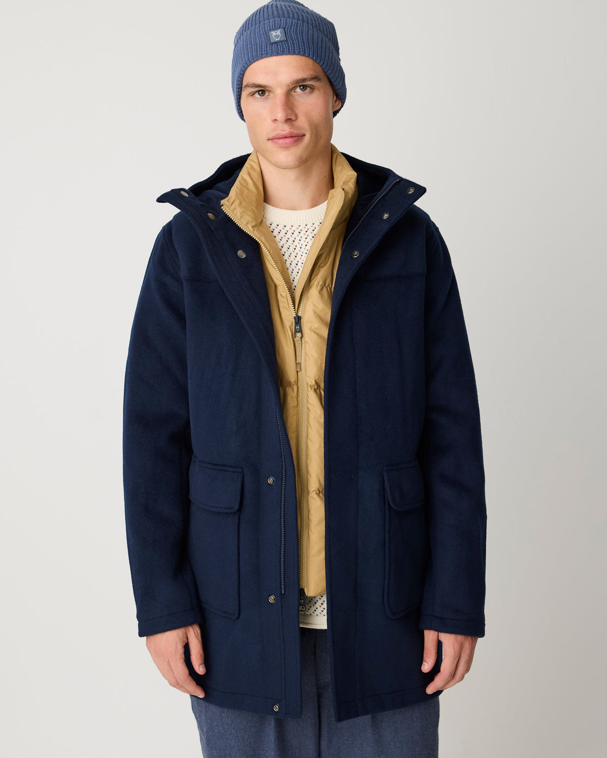 Rib badge beanie - Vintage Indigo