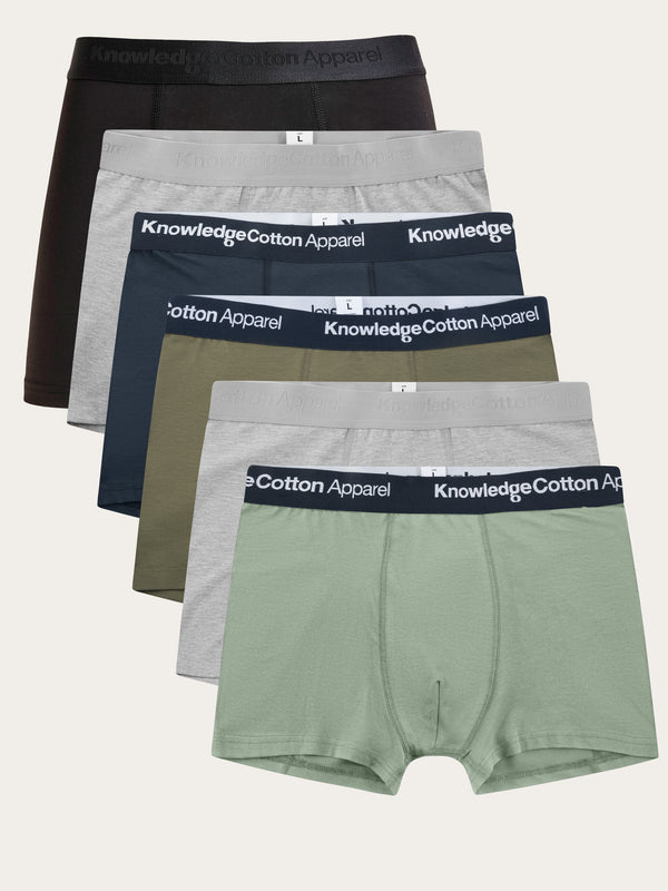 KnowledgeCotton Apparel - MEN 6-pack underwear Underwears 1100 Dark Olive