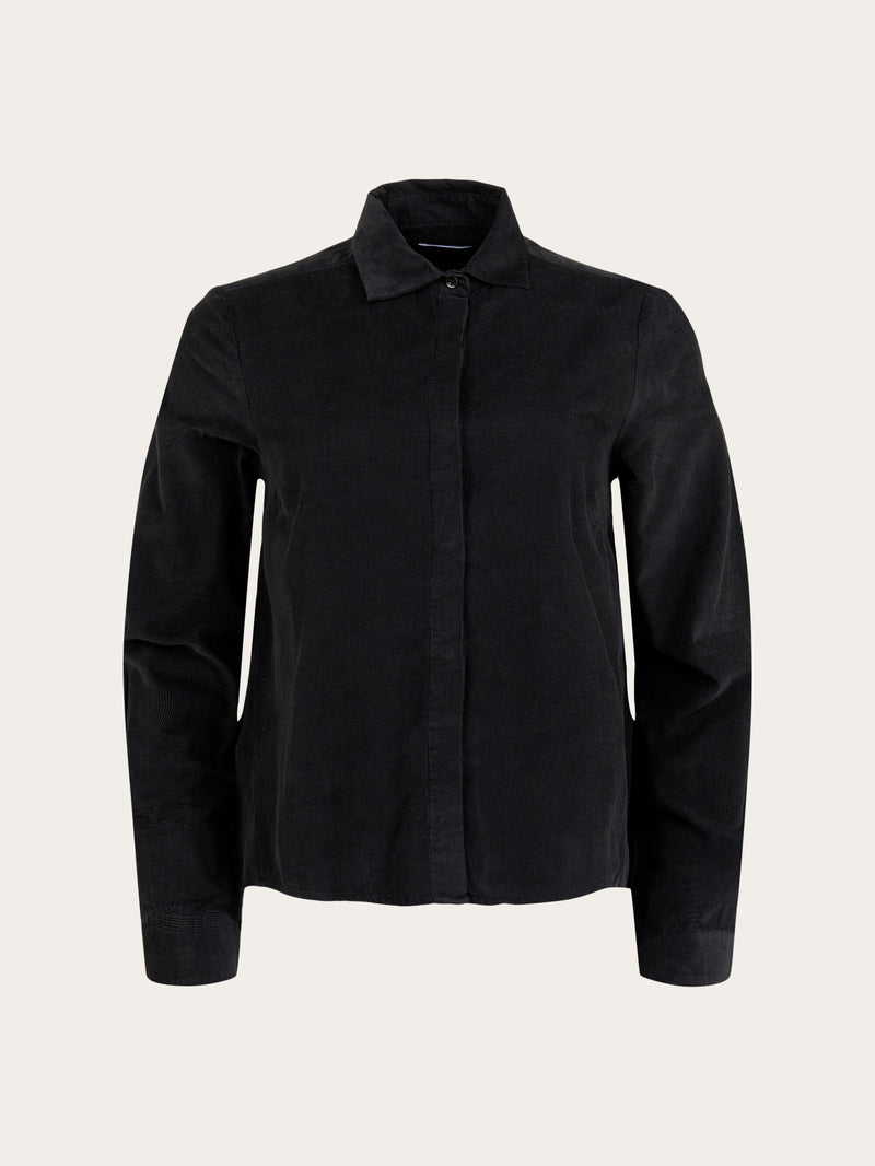 KnowledgeCotton Apparel - WMN A-shape Corduroy shirt Shirts 1300 Black Jet