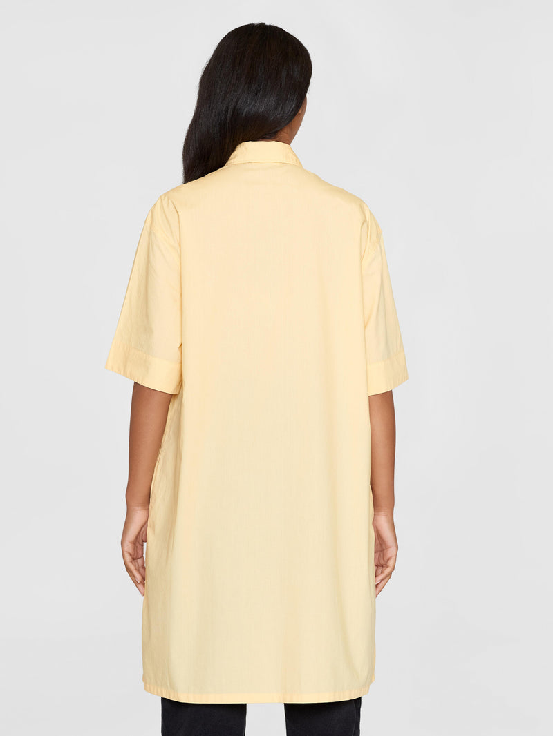KnowledgeCotton Apparel - WMN A-shape short sleeved poplin shirt dress - GOTS/Vegan Dresses 1352 Impala