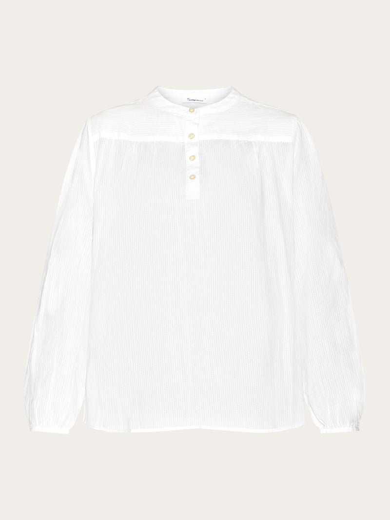 KnowledgeCotton Apparel - WMN A-shape stripe structure shirt - GOTS/Vegan Shirts 1387 Egret