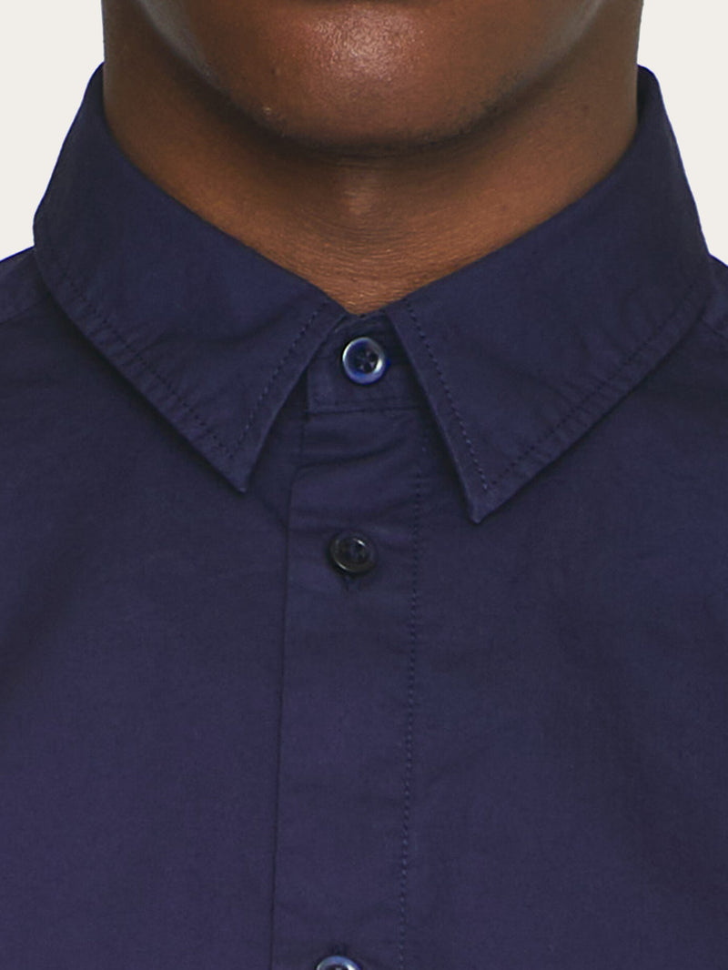KnowledgeCotton Apparel - MEN ALF regular crispy cotton shirt - GOTS/Vegan Shirts 1001 Total Eclipse