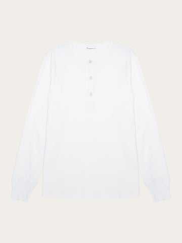 KnowledgeCotton Apparel - MEN Heavy jersey henley shirt Henleys 1010 Bright White