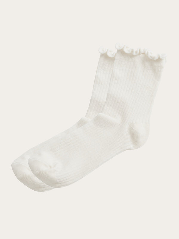 KnowledgeCotton Apparel - WMN Babylock edge rib socks - GOTS/Vegan Socks 1348 Buttercream