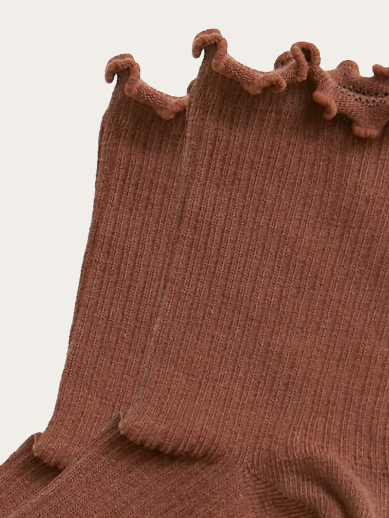 KnowledgeCotton Apparel - WMN Babylock edge rib socks - GOTS/Vegan Socks 1441 Tiramisu