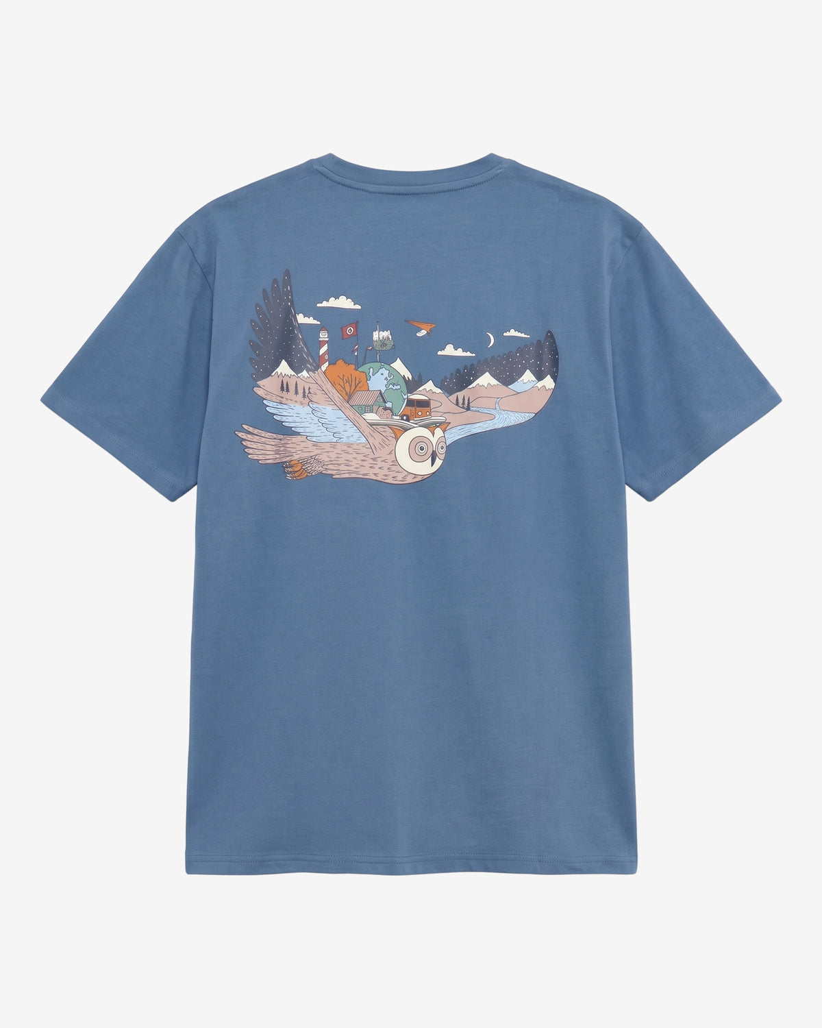 KnowledgeCotton Apparel - MEN Back print t-shirt T-shirts 1226 Vintage Indigo