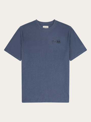 KnowledgeCotton Apparel - MEN Back print t-shirt T-shirts 1226 Vintage Indigo