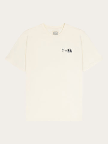 KnowledgeCotton Apparel - MEN Back print t-shirt T-shirts 1387 Egret