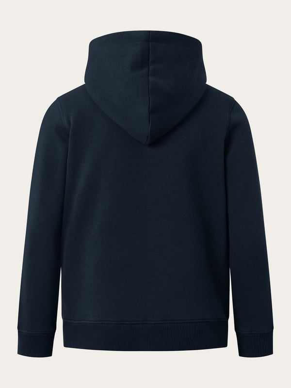 KnowledgeCotton Apparel - YOUNG Badge zip hood sweat Sweats 1001 Total Eclipse