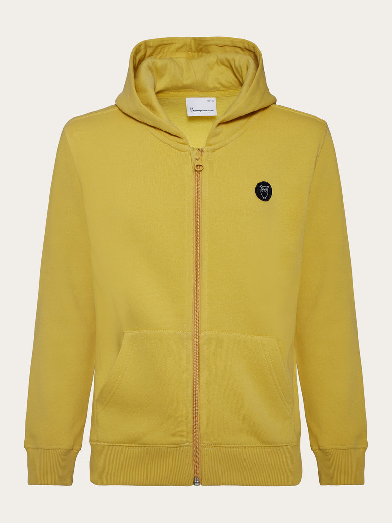 KnowledgeCotton Apparel - YOUNG Badge zip hood sweat Sweats 1429 Misted Yellow