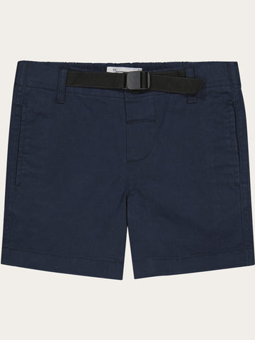 KnowledgeCotton Apparel - YOUNG Baggy twill shorts belt details Shorts 1001 Total Eclipse