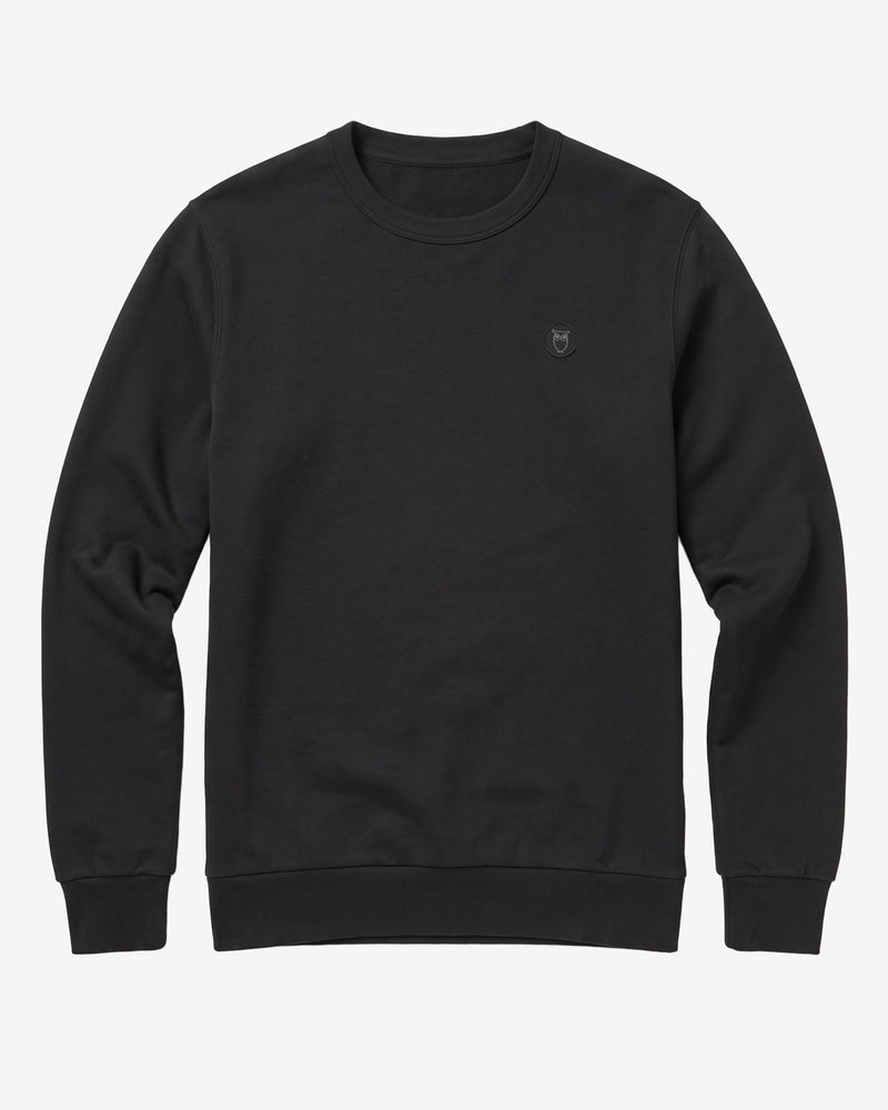 KnowledgeCotton Apparel - MEN Basic badge sweat Sweats 1300 Black Jet