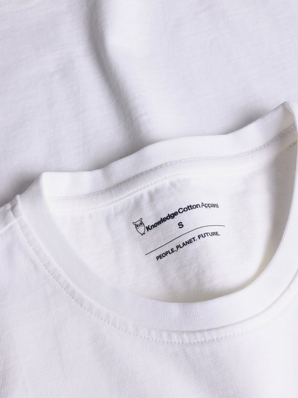 KnowledgeCotton Apparel - WMN Basic badge tee - Regenerative Organic Certified™ - GOTS/Vegan T-shirts 1010 Bright White