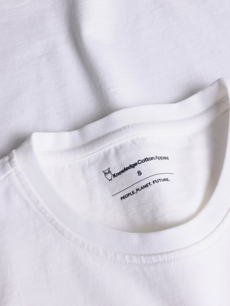 KnowledgeCotton Apparel - WMN Basic badge tee - Regenerative Organic Certified™ - GOTS/Vegan T-shirts 1010 Bright White