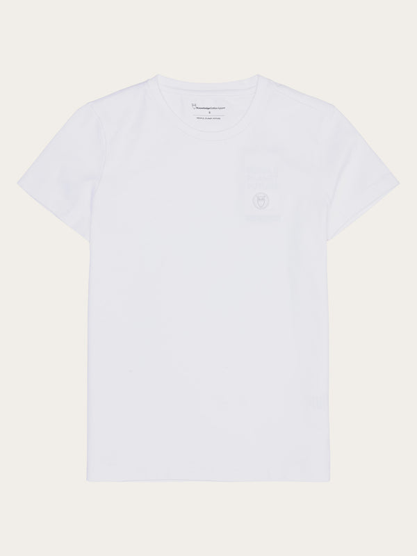 KnowledgeCotton Apparel - WMN Basic badge tee - Regenerative Organic Certified™ - GOTS/Vegan T-shirts 1010 Bright White
