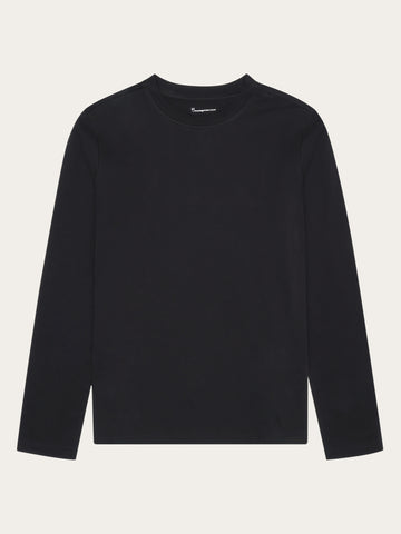 KnowledgeCotton Apparel - WMN Basic pima cotton long sleeve t-shirt - GOTS/Vegan Long Sleeves 1300 Black Jet