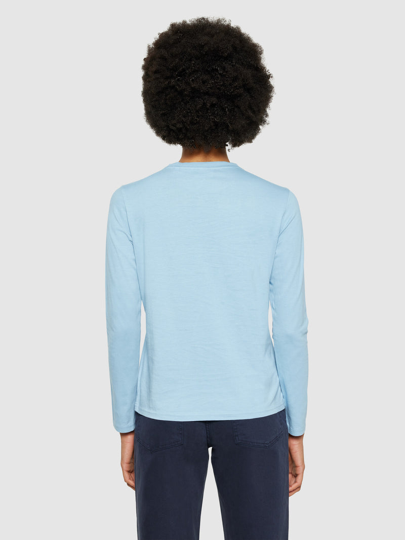 KnowledgeCotton Apparel - WMN Basic pima cotton long sleeve t-shirt - GOTS/Vegan Long Sleeves 1463 Glacier Lake