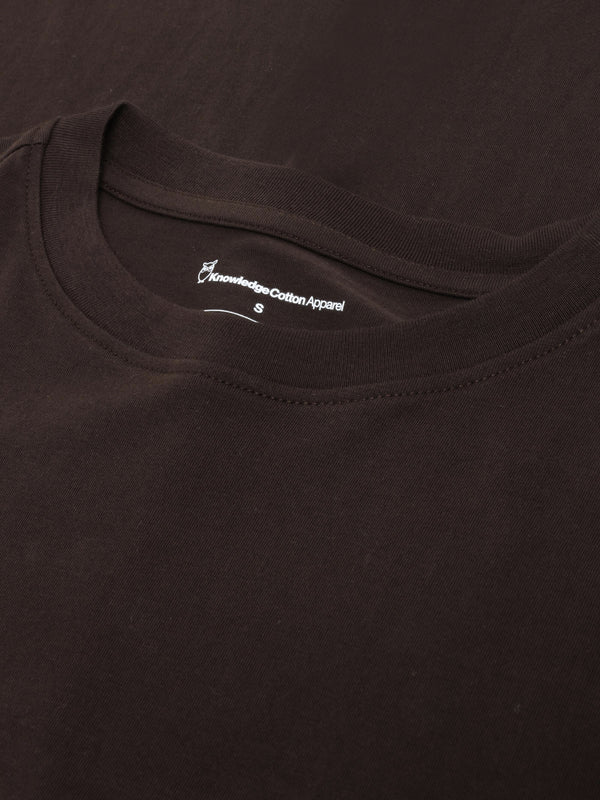 KnowledgeCotton Apparel - WMN Basic pima cotton long sleeve t-shirt - GOTS/Vegan Long Sleeves 1487 Chocolate Torte