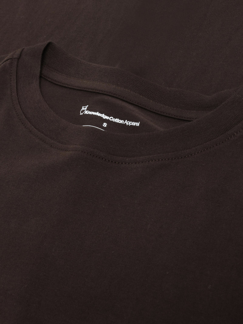 KnowledgeCotton Apparel - WMN Basic pima cotton long sleeve t-shirt - GOTS/Vegan Long Sleeves 1487 Chocolate Torte