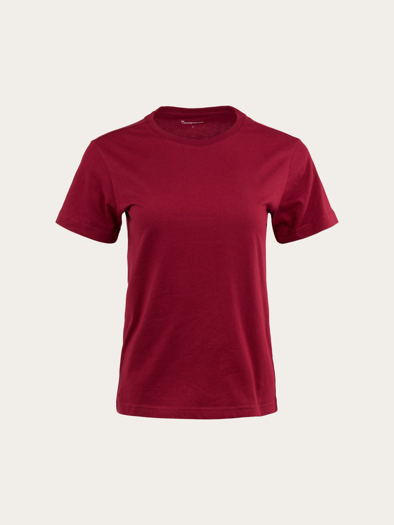 KnowledgeCotton Apparel - WMN Basic t-shirt T-shirts 1364 Rhubarb