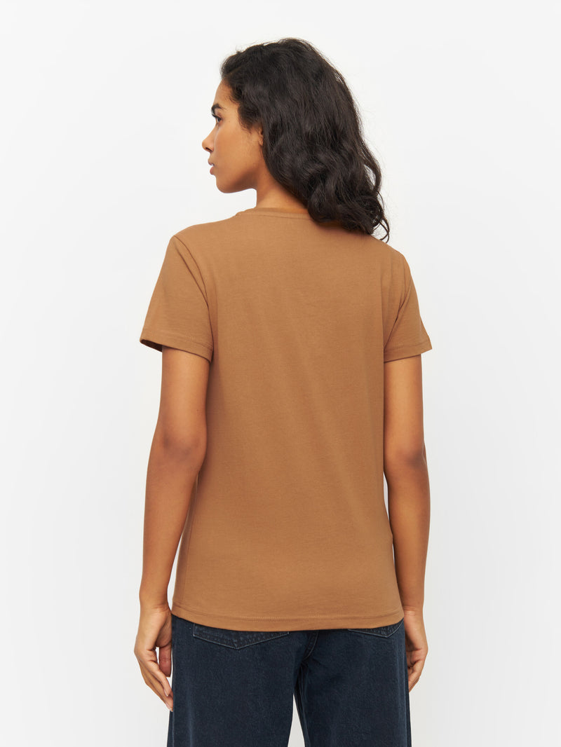 KnowledgeCotton Apparel - WMN Basic t-shirt T-shirts 1366 Brown Sugar