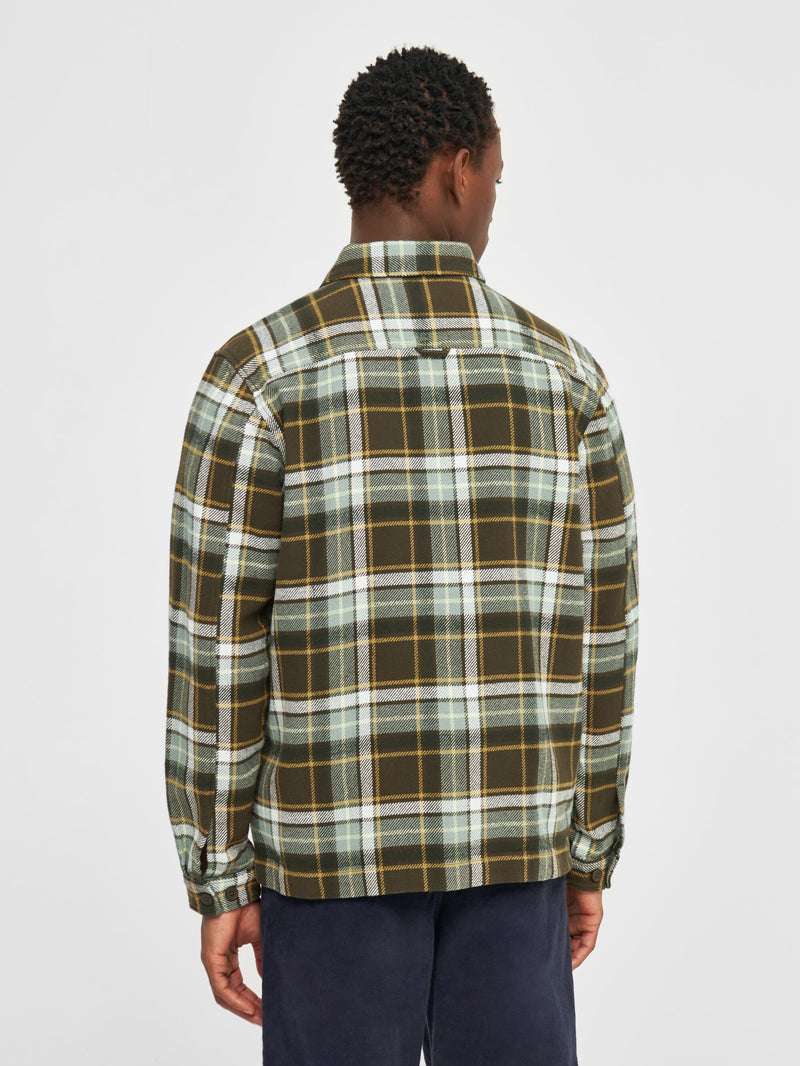 KnowledgeCotton Apparel - MEN Big checked heavy flannel overshirt Overshirts 7023 Green check
