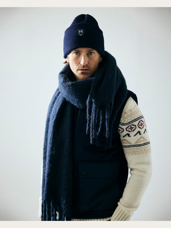 KnowledgeCotton Apparel - UNI Big rib beanie Hats 1001 Total Eclipse