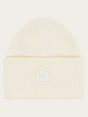 KnowledgeCotton Apparel - UNI Big rib beanie Hats 1387 Egret