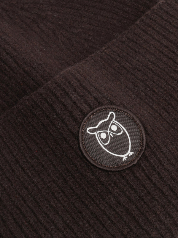 KnowledgeCotton Apparel - UNI Big rib beanie Hats 1487 Chocolate Torte
