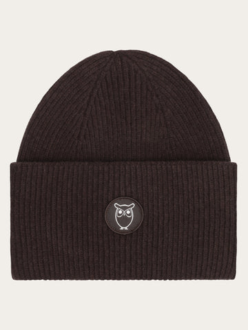 KnowledgeCotton Apparel - UNI Big rib beanie Hats 1487 Chocolate Torte